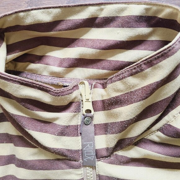 RIDE SNOWBOARDS Zip-Up Jacket with Thumb Holes, BROWN Striped, Pockets. - Picture 7 of 16